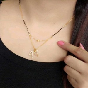 Excellent Finished M Letter Diamond Mangalsutra For Women's Mangalsutra Alloy Mangalsutra Alloy Mangalsutra