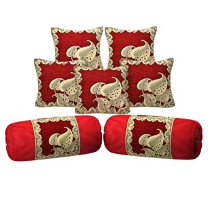 GRATIFY HOME Shenil 500 TC Bolster Cover and Cushion Cover Set, Cushion Cover -16 x 16 Inch, Bolster Cover -16 x 36 Inch