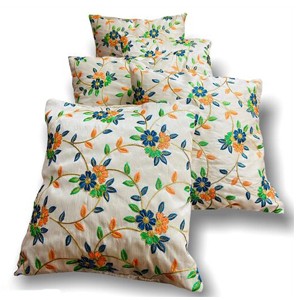 Gorgeous Thread Silk Fully Embroidery Work Pure Cotton Material Cushion Cover (Pack Of 5)