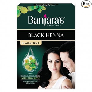 Banjara's Hair Colour - Black Henna, Brazilian black ,  6 Numbers x 9g Carton