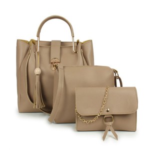 Beautiful Women's Beige PU Handbag set