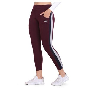 Women's Gym Wear Solid Track Pant SideStriplower(Maroon)