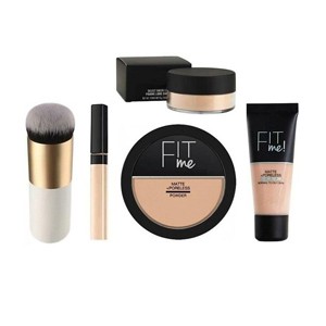 FIT Me foundation, FIT Me compact, HD concealer, round makeup brush and a loose powder