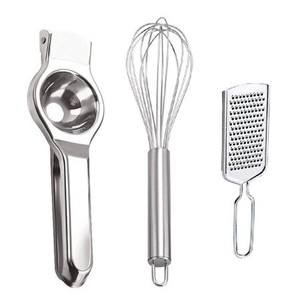 Combo of Stainless Steel Lemon Squeezer with Stainless Steel Egg Beater Whisker & Cheese Grater