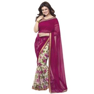 Daily wear Georgette fancy saree with Georgette Separate Blouse Piece