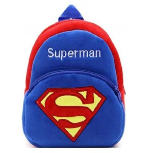 School Bag for Kids/Girls/Boys/Children Plush Soft Bag Backpack Superman  Cartoon Bag Gift for Kids School Bag (Red Blue