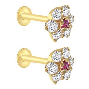 Paridhi Cubic Zirconia Gold-plated Plated Brass Nose Stud Set