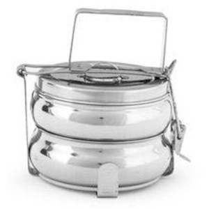 LEROYAL Stainless Steel 2 Tier Belly tiffin / Lunch Box |School Lunch | Container size 7 inch