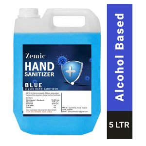 ZEMIC BlueLiquid 70% Alcohol Based (Kills 99.99% Germs & Flu Viruses) Without Water with triple action formula sanitize