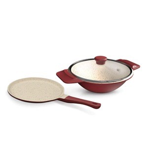 Impex Ruby 2PCS Aluminium Diecast Nonstick Fry pan and Tawa pan Cookware Set