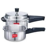 Impex IPC 5C3 Induction Base Outer Lid Aluminium Pressure Cooker,5 litres and 3 litres, Silver