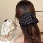 Korean Style Polka Dot Fabric Hair Claw Clips - PACK OF 1 PCS