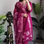 Woman's Rayon Kurti Pent With Dupatta