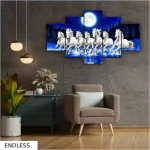 5 Panel Modern Running Horses Home decor scenery painting art