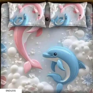 7D DOLPHIN PRINTED BEDSHEET SET