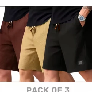 Pack OF 3 Textured Boxer Shorts for Men in Polycotton Fabric