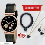 Flower Designer Leather Women's and Girl's Watch