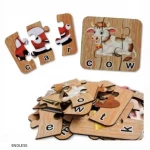 Wooden Spelling learning Puzzle Game - 3 piece puzzle set of 15