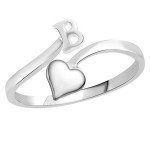 Netra Fashion Jewellery Initial 'B' Rhodium Plated Alphabet Ring For Women and Girls