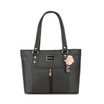 women bag front chain with pum)pam(black)