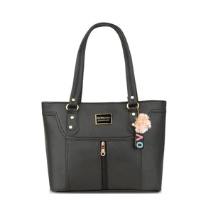 women bag front chain with pum)pam(black)