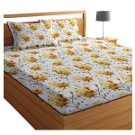 THREE BROTHERS Home Furnishing 144 TC Microfiber Printed Double Bedsheet with 2 Pillow Cover