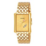 Skykark Squre 421 Gold Dial Water Resistant Gold Color Stainless Steel Day & Date Function Watch for Men/Boys Analog Wat