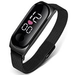 Digital megnetic chain touchscreen LED Band boys & girls watch (black)