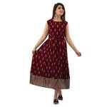 Women Rayon Printed Maroon Kurti With jacket