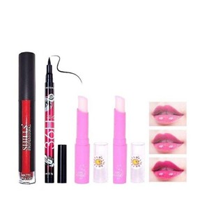 shills professional matte finish pure red color lipstick pack of 1+36h penblack eyeliner pack of 1+strawberry pink magi