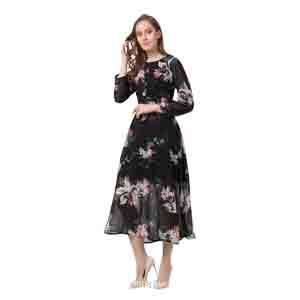 Trendy Collection of Women And Girls Black Fit and Flare Round Neck Long Sleeves Dresess VERMA CREATION
