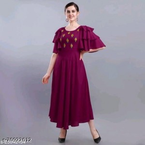 Soft Rayon Gown For women with Moti Wor