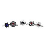 AHOORA Crystal Black Silver Plated Alloy Nose Stud Set