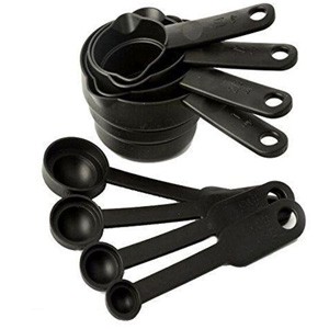 Purchase Mart 8 Piece Multi Purpose Measuring Cup And Spoon Set Kitchen Tool With Free Hanging Groove ( Black )