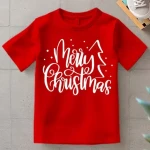 Merry Christmas Printed Kids Red T-shirt