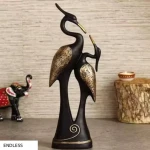 AABCO Polyresin Pair of Kissing Swan Duck Love Birds Home Decor Showpiece (12x14x38 cm, Black Color)