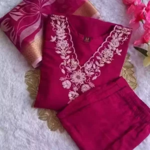 Woman's Rayon Kurti Pent With Dupatta