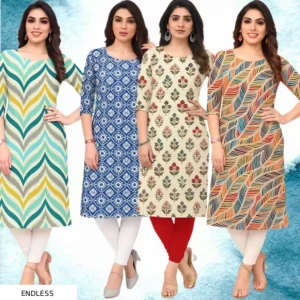 Decent Printed Kurtis Pack Of 4