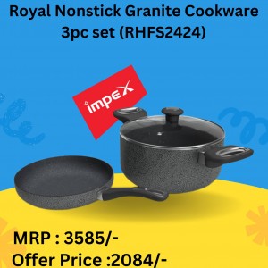 Royal Nonstick Granite Cookware 3pc set (RHFS2424)