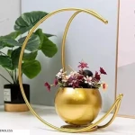 Gold Metal Moon Shape Flower Pot