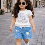 Trendy Cute Unicorn Girls Summer Outfit Set – Top & Shorts
