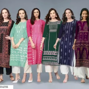 Printed Crepe Straight Festival Kurti Wear link Daily Wear Kurti (Combo Pack 6 Kurta )