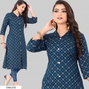 Rayon Kurti for women Gold Foil Print