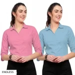 Women Regular Fit Solid Spread Collar Formal Shirt