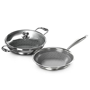 Impex Serene Triply Honeycomb Stainless Steel 2 Pcs Cookware Set ( kadai Pan and Fry Pan )