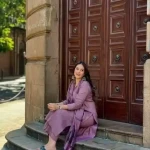 Women's Rayon Solid Straight Purple Kurta Set