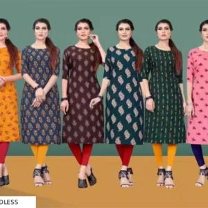 Women Printed Crepe Kurti (Combo Of 6)