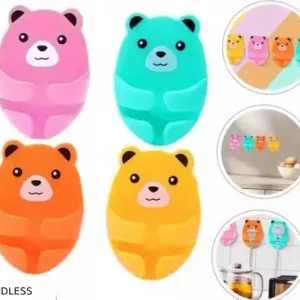 Cute Bears Wall Plug Holder Hook 4 different colours (pack of 4 pcs)