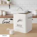 5L Square Metal Rice & Grain Storage Container with Airtight Lid & Scoop