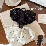 Korean Style Polka Dot Fabric Hair Claw Clips - PACK OF 1 PCS